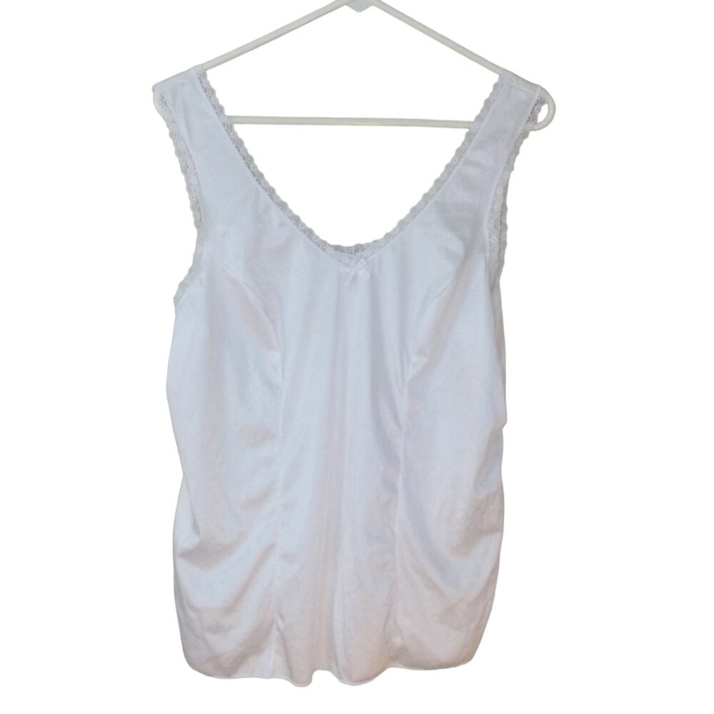 Velrose Womens Nite Time Tank Top White Shirt Sz 40  Lace V-Neck with Bow